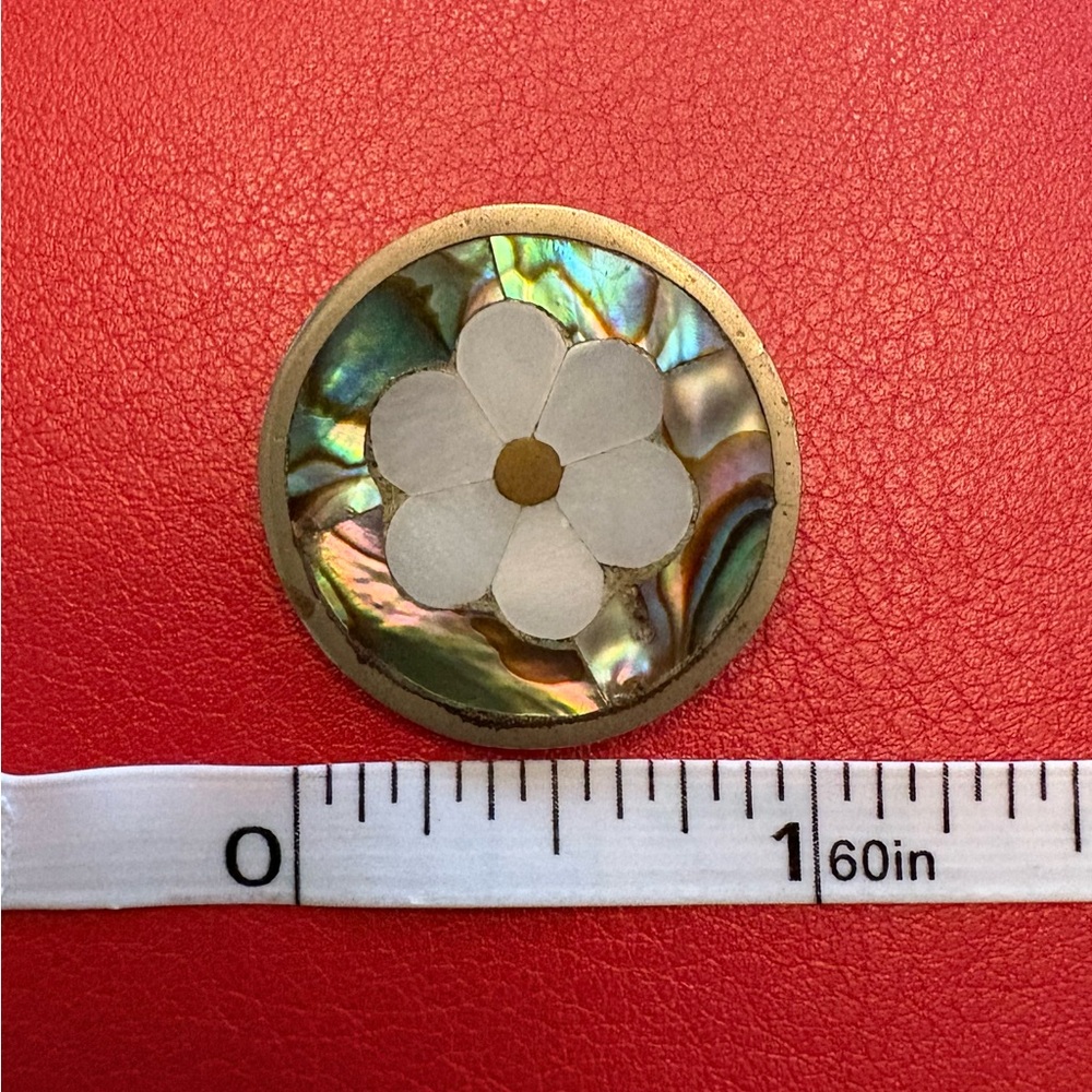Flower Abalone Shell 1" Sterling Silver Pendant